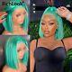 613mint Green Short Bob Transparent Lace Front Human Hair Wig Brazilian Hair Wig
