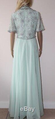 ASOS Ladies High Neck All Over Embellished Bodice Maxi Dress in MINT/TEAL UK 12