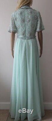 ASOS Ladies High Neck All Over Embellished Bodice Maxi Dress in MINT/TEAL UK 12