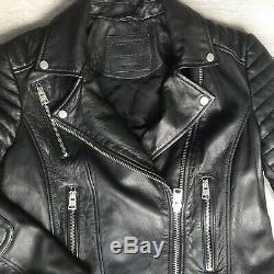 All Saints Leather Jacket Size US 8 Womens Black Like New Mint Condition Zippers