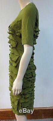 BURBERRY LONDON Green Mulberry Silk All Over Pleated Dress US 4 MINT CONDTION