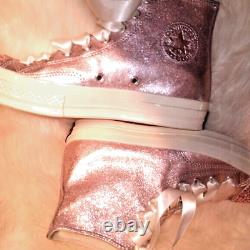 Baby Pink Glaze High Top Converse with Custom Pink Crystals Near Mint FREE SHIP