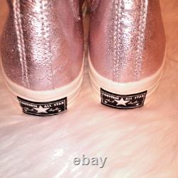 Baby Pink Glaze High Top Converse with Custom Pink Crystals Near Mint FREE SHIP