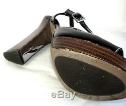 Barbara Bui Sandals Heels 4 7/8in all Leather Black Patent 38.5 Mint