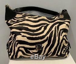 Dooney & Bourke All Leather Zebra Print Tote Shoulder Handbag w Storage Bag MINT