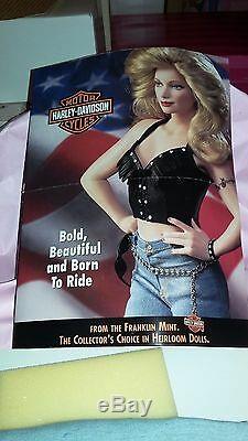 FRANKLIN MINT HARLEY DAVIDSON DOLL BIKER CHICK Candy Doll WOMAN All bisque NEW