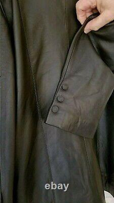 Giorgio Armani Women's Size 6 8 Black Leather Button Jacket Coat Mint Lamb