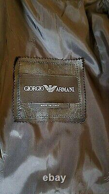 Giorgio Armani Women's Size 6 8 Black Leather Button Jacket Coat Mint Lamb