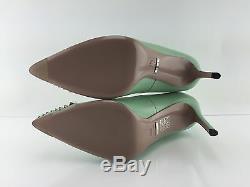 Gucci Women's Studded Mint Green All Leather Heels 38.5