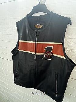 Harley Davidson Women's Leather Vest Victory Lane #1 Hard2Find MINT Size Large