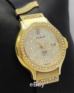 Hublot MDM 18K Yellow Gold All Factory Diamonds Rare Vintage Lady's Watch MINT