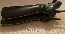 Jimmy Choo Black Knee HIGH PLATFORM All Leather BOOTS Back Zipper Mint Sz 38.5