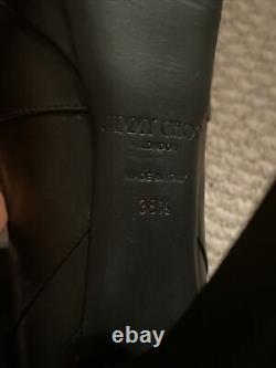 Jimmy Choo Black Knee HIGH PLATFORM All Leather BOOTS Back Zipper Mint Sz 38.5