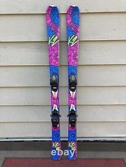 K2 Luv Bug 124 cm Girls Skis withMarker 7.0 Kids Bindings GREAT CONDITION