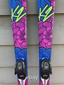 K2 Luv Bug 124 cm Girls Skis withMarker 7.0 Kids Bindings GREAT CONDITION