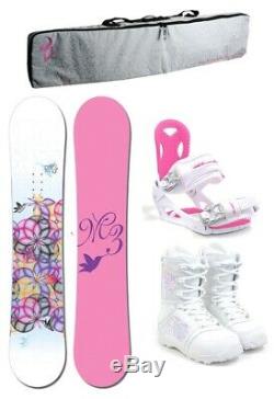 M3 ESCAPE 154 Womens Snowboard+Luna Bindings+M3 Boots+Padded Bag NEW