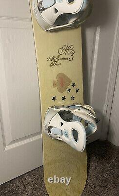 M3 Millennium Three Snowboard Womens 140cm with Bindings included Preowned