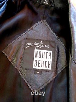 Michael Hoban North Beach Women's Black Leather Blazer Jacket Coat Sz 6 S Mint