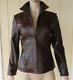 Michael Hoban North Beach Women's Brown Leather Zip Blazer Jacket Coat Sz 6 Mint