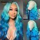 Mint Green Blue Ombre Lace Front Human Hair Wigs Body Wave Brazilian Virgin Hair