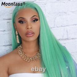 Mint Green Bone Straight Lace Front Human Hair Wig HD Transparent Wigs For Women