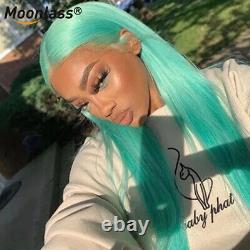 Mint Green Bone Straight Lace Front Wig HD Lace Wig Transparent Human Hair Wigs