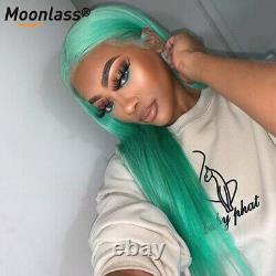 Mint Green Bone Straight Lace Front Wig HD Lace Wig Transparent Human Hair Wigs