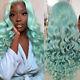 Mint Green Deep Wavy 13x4 Lace Front Wig Brazilian Straight Human Hair Wigs