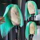 Mint Green Short Bob Lace Front Human Hair Wigs Brazillian Wigs Hd Transparent