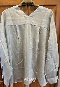 NWT Vince Mint Green Tonal Stripe V-Neck Blouse 3X