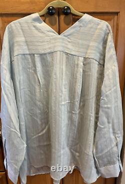 NWT Vince Mint Green Tonal Stripe V-Neck Blouse 3X