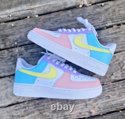 Nike Air Force 1 Custom Low Pastel Shoes Purple Yellow Blue Mint Pink All Sizes