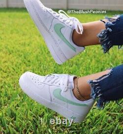 Nike Air Force 1 Low Mint Swoosh White AF1 Custom Shoes All Sizes NWT