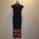 Pleats Please Issey Miyake Long Dress Black Patterned One Size Fits All Mint