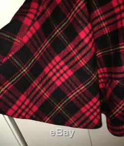 Pendleton Button Front Wool Red Plaid Flannel Lined Poncho Coat Sz Fits All MINT