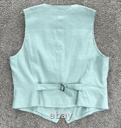 Rag & Bone Priya Linen Vest Women's Size 14 Four Button Classic Fit in Mint NWT