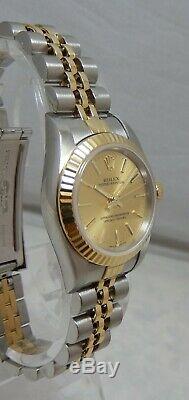 Rolex Oyster Perpetual 18k/ss 76193 Ladies Watch BOX & PAPERS All Orig MINT 2005