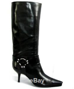Sergio Rossi Boots Heels 7 cm all Leather Black 38 Itl / Mint