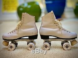 VTG Vintage Mint Dominion White Roller Skates, All American Plus Wheels- Women 9