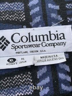 Vintage Columbia Retro Ski Oversized All Over Print Fleece Jacket Womens Size XL