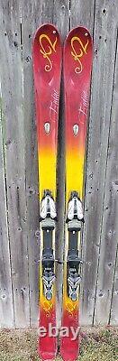 Vintage K2 TNine Burnin Luv 2008 Women's 155cm Skis with MOD 11.0 Ski Bindings