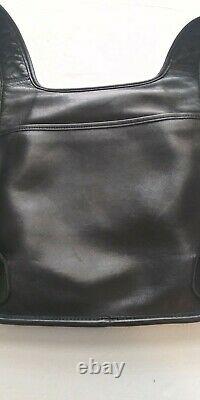 Vintage RARE MINT! COACH #9405 Black Slim Flat Hippie Backpack Purse All Leather