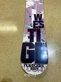 Westige White Party Snowboard Camber Cap All Mountain 155cm with Burton Sticker